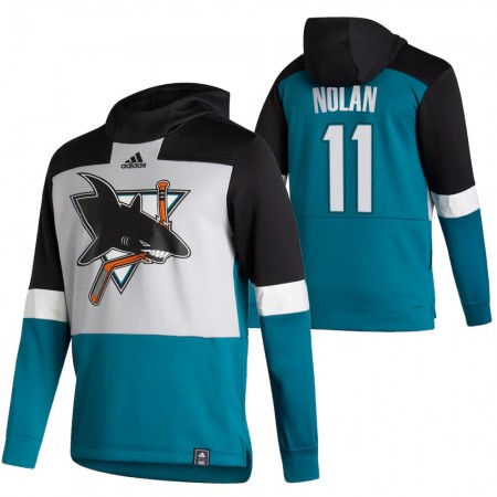 Herren San Jose Sharks Owen Nolan 11 2020-21 Reverse Retro Pullover Hooded Sweatshirt